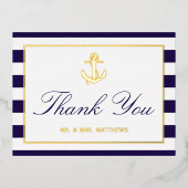 航海のいかり結婚の感謝実在 箔招待状ポストカード (正面)