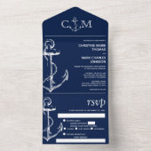 航海のいかり結婚の歌のリクエスト海軍の食事 オールインワン招待状 (内側)