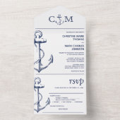 航海のいかり結婚の歌のリクエスト白食 オールインワン招待状 (内側)