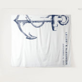 航海のいかり結婚の白 タペストリー (正面(横))