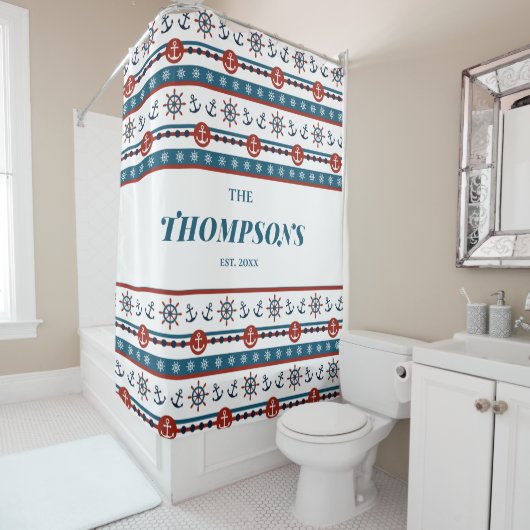 航海のいかり結婚アニバーサリーギフトアイディア シャワーカーテン (インサイチュ)