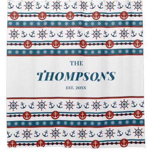 航海のいかり結婚アニバーサリーギフトアイディア シャワーカーテン (正面)