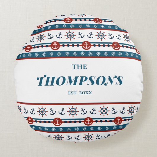 航海のいかり結婚アニバーサリーギフトアイディア ラウンドクッション (正面)