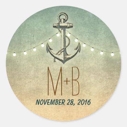 航海のいかり結婚及び灯火 ラウンドシール (正面)