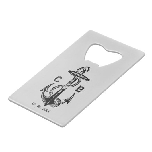 航海のいかり結婚式の引き出物信用 クレジットカード栓抜き (正面アングル)
