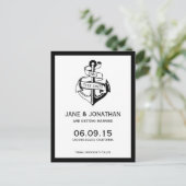 航海のいかり結婚式の日付の保存 案内ポストカード (スタンド正面)