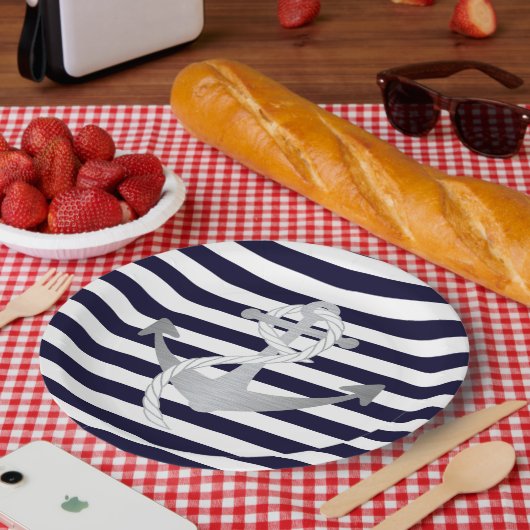 航海のいかり結婚誕生日プレート ペーパープレート (ピクニック)