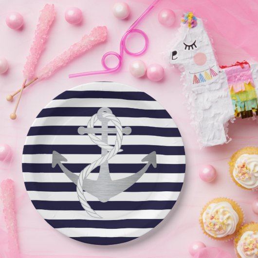 航海のいかり結婚誕生日プレート ペーパープレート (パーティー)