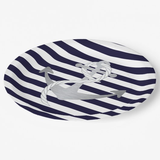 航海のいかり結婚誕生日プレート ペーパープレート (アングル)