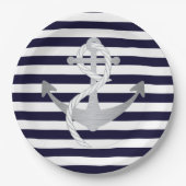 航海のいかり結婚誕生日プレート ペーパープレート (正面)