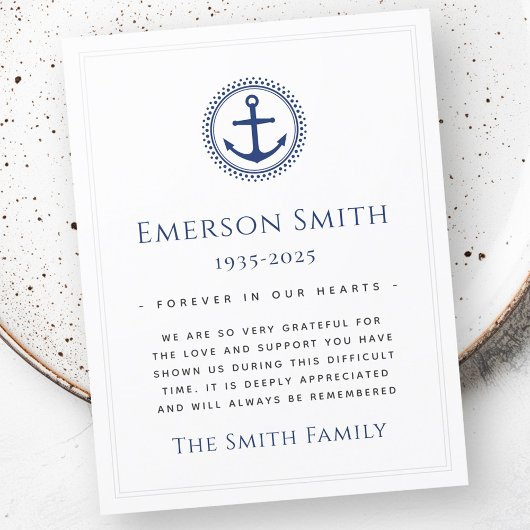 航海のいかり葬儀悔やみや弔慰サンキューカード サンキューカード