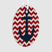 航海のいかり赤白青パーソナライズされた名 オーナメント (正面)