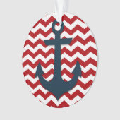 航海のいかり赤白青パーソナライズされた名 オーナメント (正面)