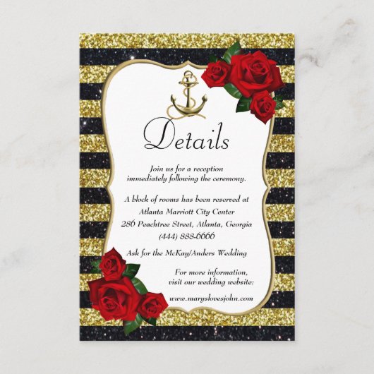 航海のいかり金ゴールドブストライプラック結婚詳細 エンクロージャーカード (正面)