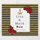 航海のいかり金ゴールドブストライプラック リキュールボトルラベル (シングルラベル)