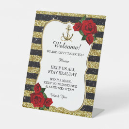 航海のいかり金ゴールドブストライプロック結婚の安全性 台座サイン