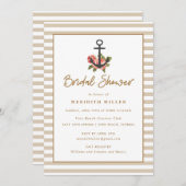 航海のいかり金ゴールドブライダルシャワーパーティー 招待状 (正面/裏面)