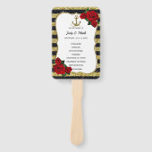 航海のいかり金ゴールドブラックストライプ結婚式 プログラム ハンドファン (正面)