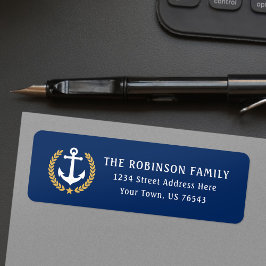 航海のいかり金ゴールドローレルスター葉ズのアドレス ラベル