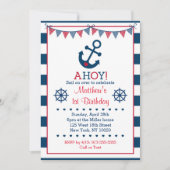 航海のいかり1歳の誕生日 招待状 (正面)