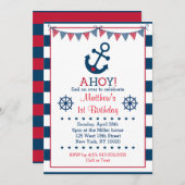 航海のいかり1歳の誕生日 招待状 (正面/裏面)