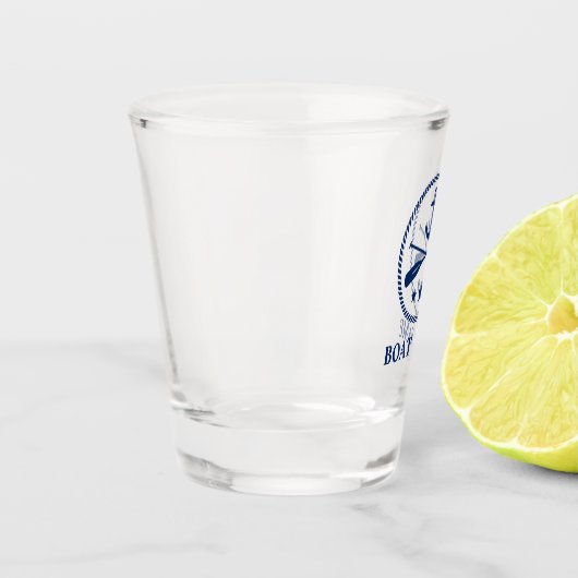 航海のいかり&オールとボート名 ショットグラス (左)