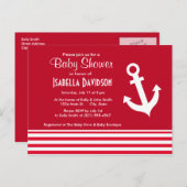 航海のいかり;カドミウストライプム赤; ストライプの インビテーションポストカード (正面/裏面)