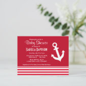 航海のいかり;カドミウストライプム赤; ストライプの インビテーションポストカード (スタンド正面)