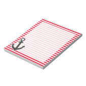 航海のいかり；カドミウストライプム赤； ストライプの ノートパッド (回転)