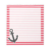 航海のいかり;カドミウストライプム赤; ストライプの ノートパッド (正面)