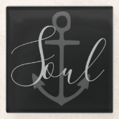 航海のいかり+グレーSOULタイプの黒 | ガラスコースター (正面)