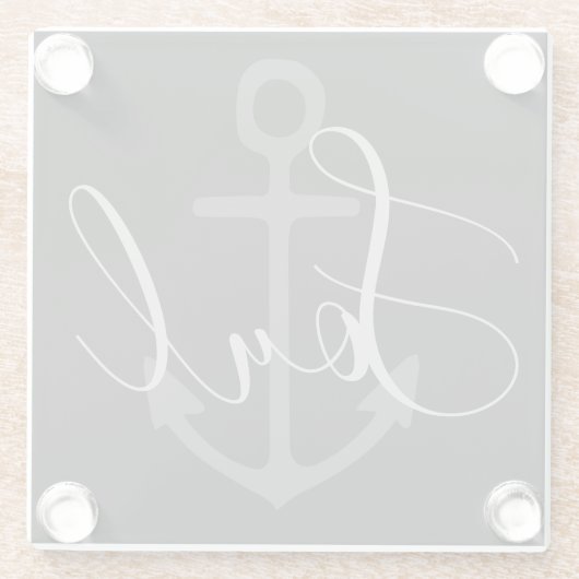 航海のいかり+グレーSOULタイプの黒 | ガラスコースター (裏面)