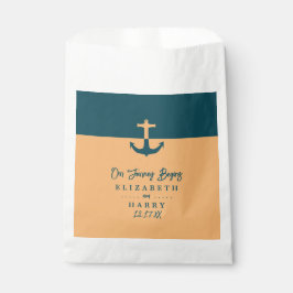 航海のいかり – コーラルブルー – ビーチ結婚式 フェイバーバッグ