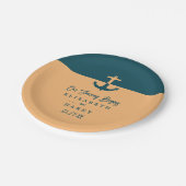 航海のいかり – コーラルブルー – ビーチ結婚式 ペーパープレート (アングル)