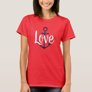 航海のいかり+スクリプトLOVE Tシャツ