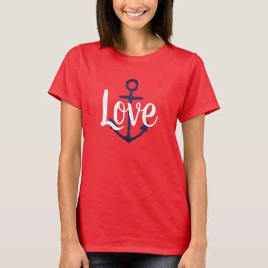 航海のいかり+スクリプトLOVE | Tシャツ (正面)