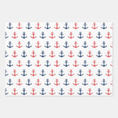 航海のいかり、ストライプ帆船  ラッピングペーパーシート (正面)