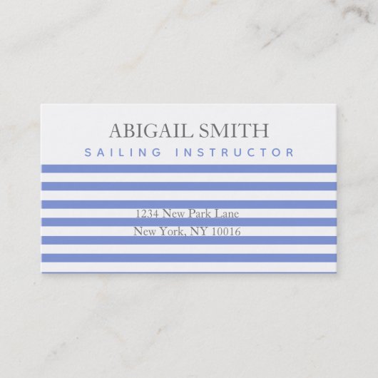 航海のいかり – ネイビーブルーストライプの名刺 名刺 (正面)
