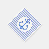 航海のいかり – ネイビーブルーストライプの紙ナプキンス スタンダードカクテルナプキン (角)