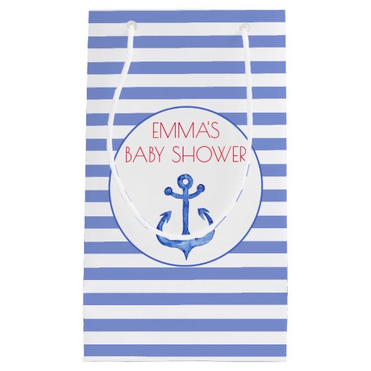 航海のいかり – ネイビーベイビーシャワー抱き枕 スモールペーパーバッグ (正面)