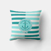 航海のいかり/ノット/名前をカスタムする/ウォームアクアメイン クッション (裏面)