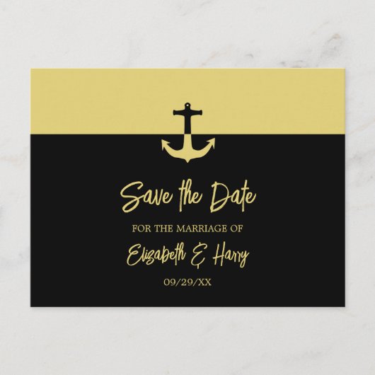 航海のいかり、ビーチ結婚式保存日付 ポストカード (正面)