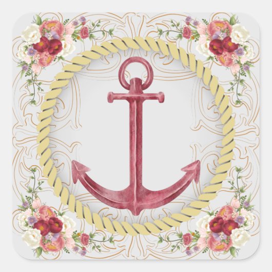 航海のいかり&フローラローズテ スクエアシール (正面)