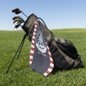 航海のいかり、ホイール、ネイビーブルー、レッドストライプ ゴルフタオル (グリーン)