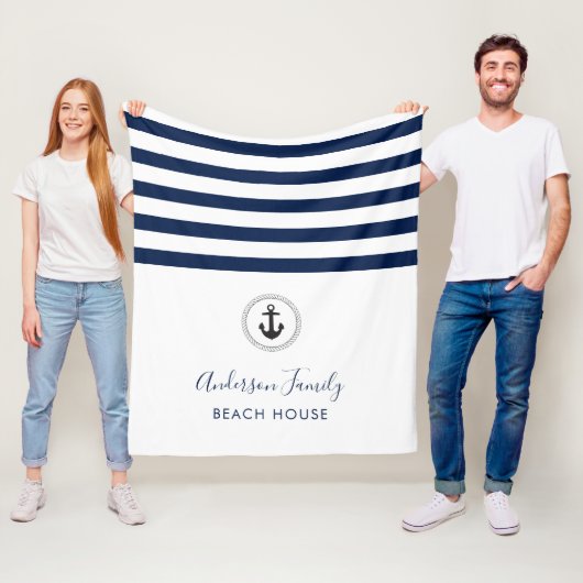 航海のいかり&ロープファミリービーチハウス フリースブランケット (インサイチュ)