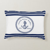 航海のいかり&ロープボート名ネイビーブルー&ホワイト アクセントクッション (裏面)