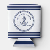 航海のいかり&ロープボート名ネイビーブルー&ホワイト 缶クーラー (裏面)