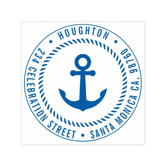 航海のいかり&ロープ |ラウンド差出人住所 セルフインキングスタンプ (デザイン)