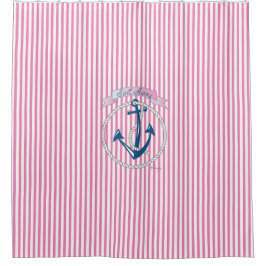 航海のいかり，ロープ，帆走ストライプ,,モダン シャワーカーテン