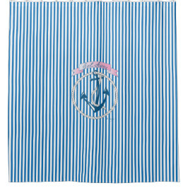 航海のいかり，ロープ，帆走ストライプ,,モダン シャワーカーテン